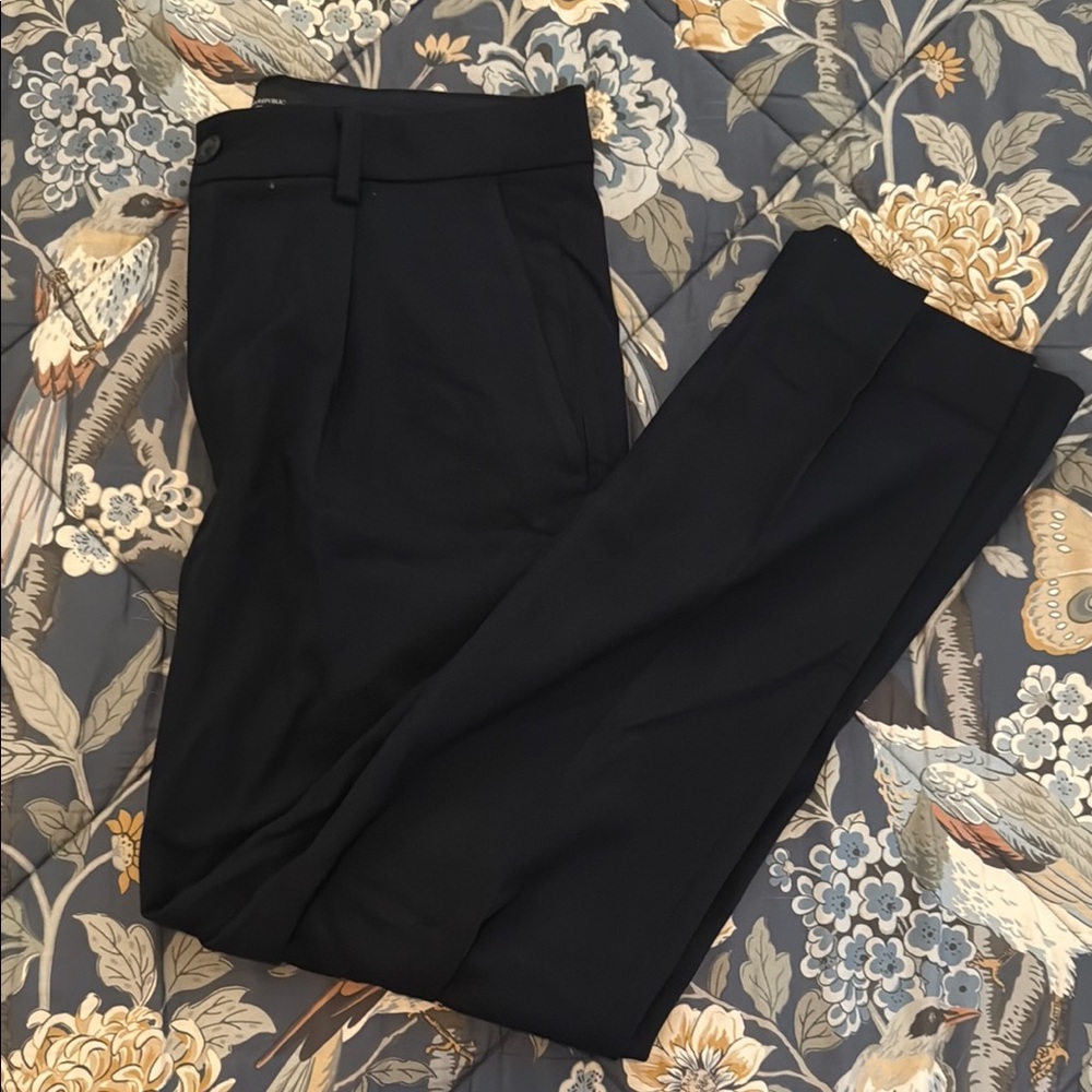 Men's Navy Pleated Pants
